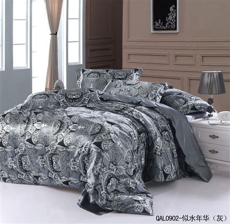 You deserve the king size bedroom set of your dreams. Grey silver silk bedding set sheets paisley super king ...