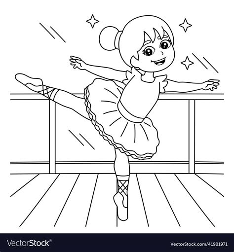 Dancing Ballerina Girl Coloring Page For Kids Vector Image