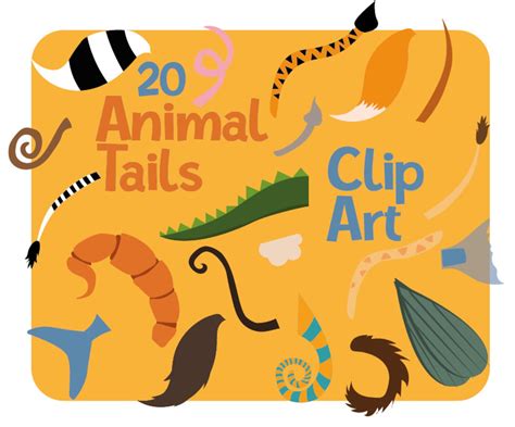 Animal Tails Clipart 20 Animal Tails Clip Art In Png File Etsy