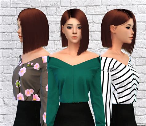 Off The Shoulder Shirt Recolor• 18 Swatches • Custom Thumbnail • Mesh