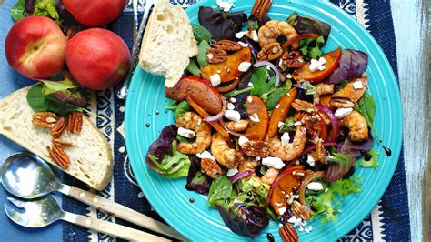 Cook the shrimp in the flavorful liquid, drain and cool. Marinated Peach & Shrimp Salad | southern discourse