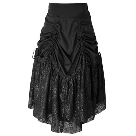 Long Gothic Skirts Womens Solid Color Retro Vintage Victorian Steampunk