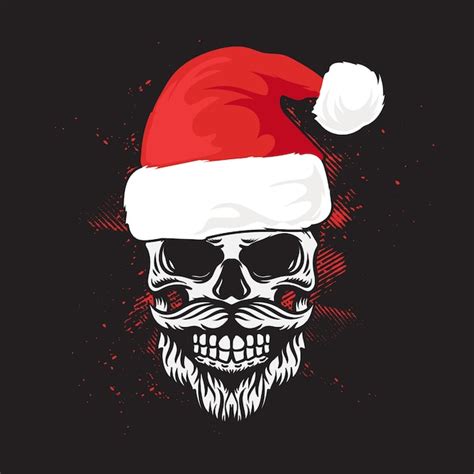 Premium Vector Skull With Santa Hat