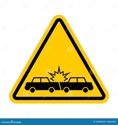 Attention Car Crash Caution Accident Cars Stock Vector Illustration