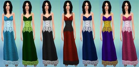 Lace Dress By Moonfairy Sims 4 Female Clothes