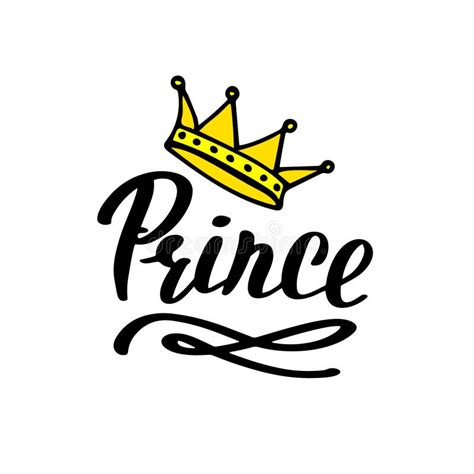 Prince Lettering Phrase With Crown On White Background Design Element