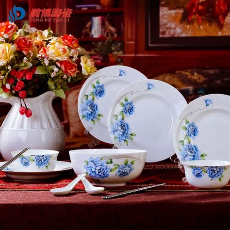 11pcs Korean Style Cheap Household Bone China Porcelain Dinnerware Sets