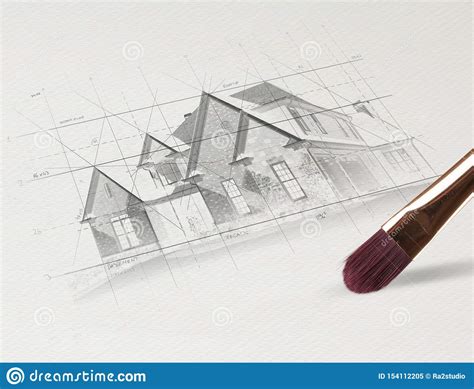 Pencil Drawing House Plan Concept Stock Image Image Of Marker Brush