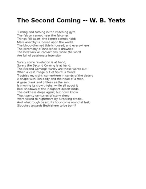 The Second Coming Wb Yeats Pdf