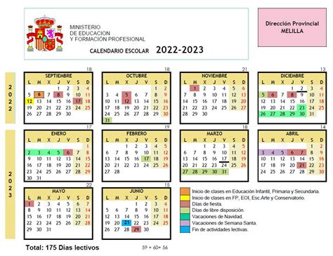 Melilla Calendario Escolar Para El Curso 202223 Noticia