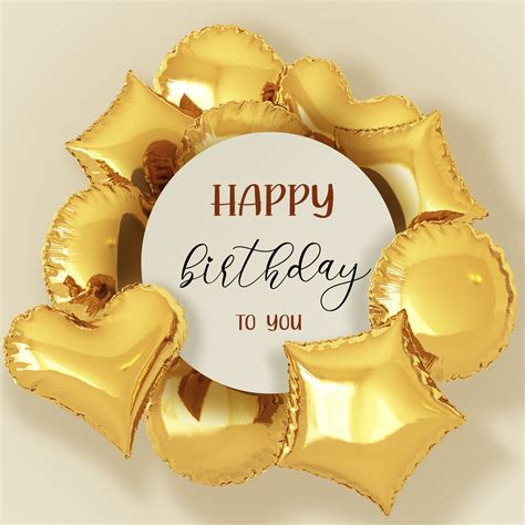 Free Happy Birthday Image With Golden Balloons
