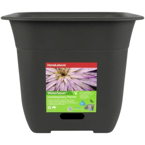Homeleisure 400mm Charcoal Square Watersaver Contemporary Planter