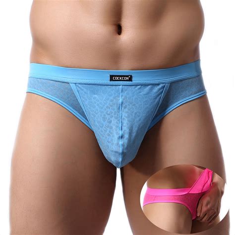 Mens Jacquard Sexy Underwear Sheer Boxer Briefs Front Open Ebay