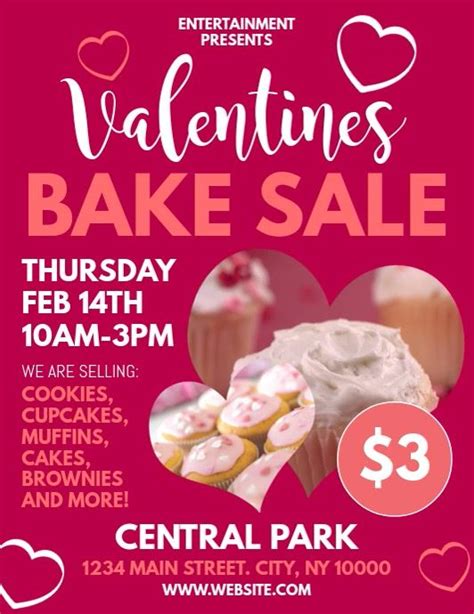 Valentines Day Bake Sale Bake Sale Flyer Bake Sale Sale Flyer
