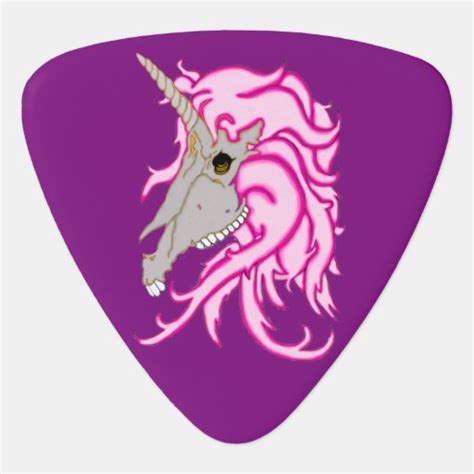 Pink Unicorn Skull Guitar Pick Zazzle