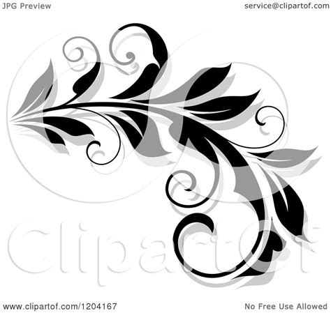 Clipart Of A Black And White Flourish With A Shadow 16 Royalty Free