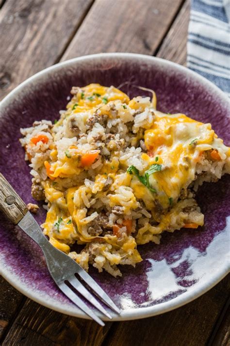 Cheesy Ground Beef And Rice Casserole Oh Sweet Basil