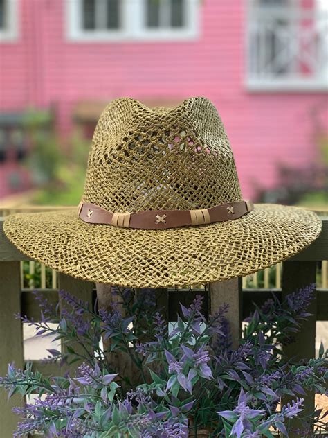 Seagrass Straw Beach Hat Fedora Panama Style For Men And Women Etsy