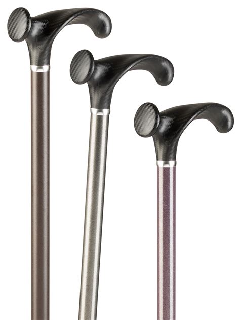 Light Metal Walking Stick With Anatomical Grip In Carbon Look