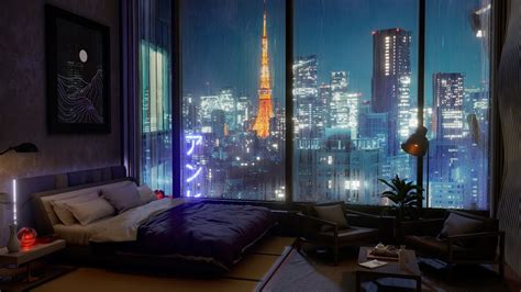 A Luxury Tokyo Hotel Room Rain Wind And Thunder Sounds For Sleeping