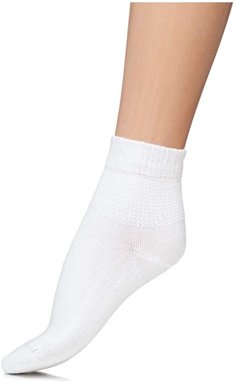 Hugh Ugoli Lightweight Womens Diabetic Ankle Socks Bamboo White Size