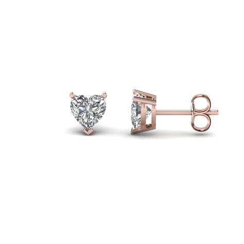 1 Carat Heart Diamond Stud Earring In 14K Rose Gold Fascinating Diamonds