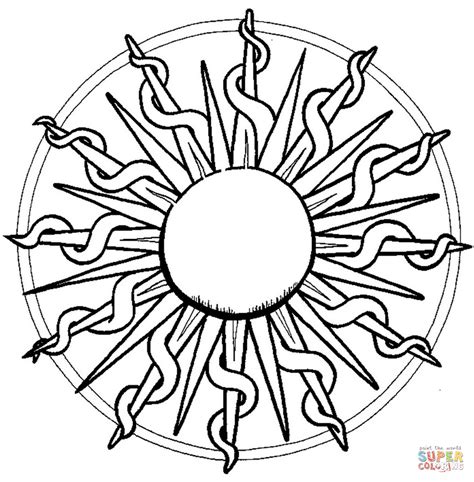 Print mandala coloring pages for free and color our mandala coloring! Mandala with Sun coloring page | Free Printable Coloring Pages