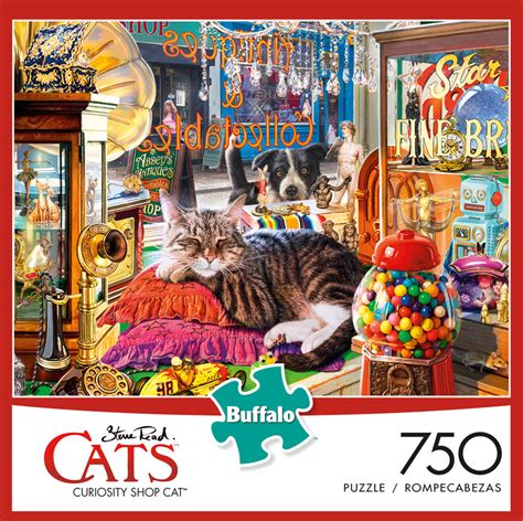 So you can see the puzzle pieces are ever so slightly smaller when compared to. Buffalo - Cats - Curiosity Shop - 750 Piece Jigsaw Puzzle ...