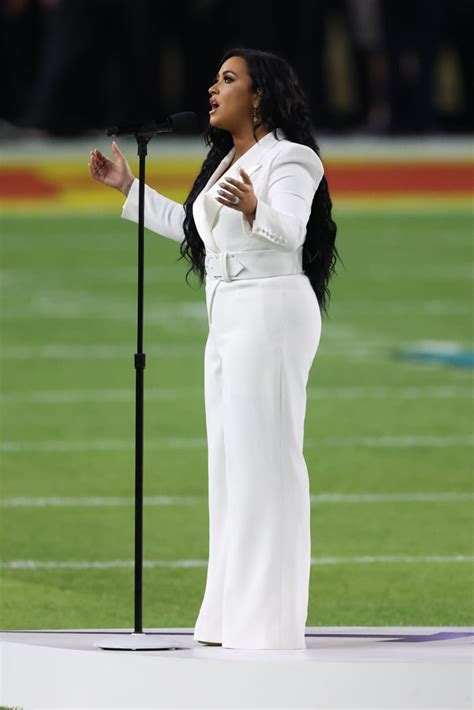 Demi lovato performed the national anthem at super bowl liv between the 49ers and chiefs. Demi Lovato 2020 Super Bowl National Anthem Video ...