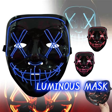 Led Mask Halloween Party Masque Masquerade Masks Neon Mask Horror Mask