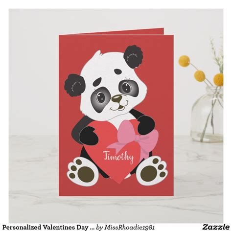 Maybe you would like to learn more about one of these? Personalized Valentines Day Panda Bear Holiday Card | Zazzle.com | Bear valentines, Valentines ...
