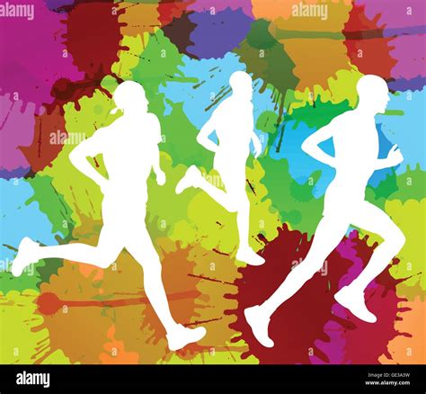 Runners Abstract Color Splash Vector Background For Poster Stock Vector