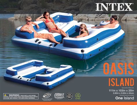 Intex Oasis Island Inflatable Seated Floating Water Lounge Raft W Dc