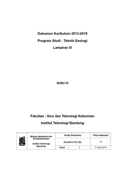 Dokumen Kurikulum Program Studi Teknik Geologi Lampiran III BUKU III