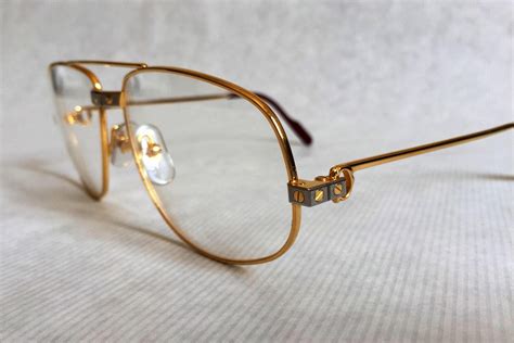 Cartier Romance Santos Vintage Glasses 18k Gold Plated Including Cartier Leather Case Cloth And