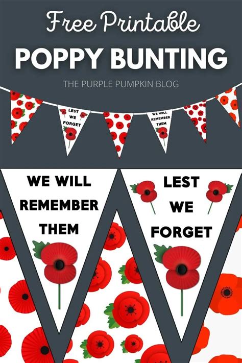 Free Printable Poppy Bunting For Remembrance Day Poppy Day