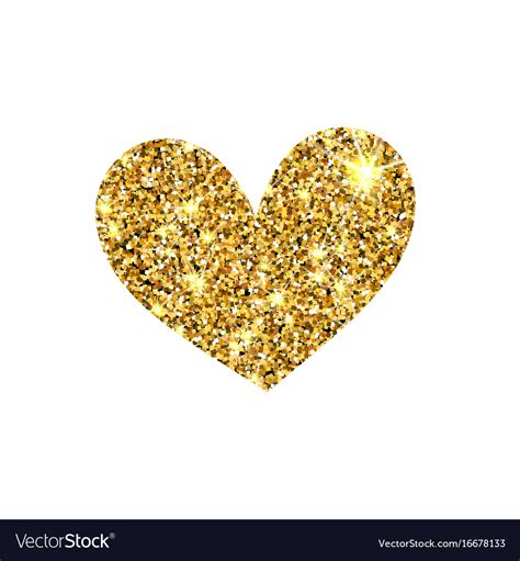 Gold Glitter Heart Golden Sparcle St Royalty Free Vector