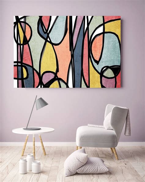 Vibrant Colorful Abstract 0 19 Mid Century Modern Colorful Canvas Art