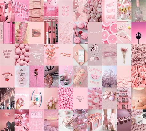 Light Pink Baby Pink Aesthetic Wall Collage Kit Pack Of 70 Etsy