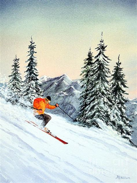 Prints Of The Clear Leader Skiing Painting By The Artist Bill Holkham