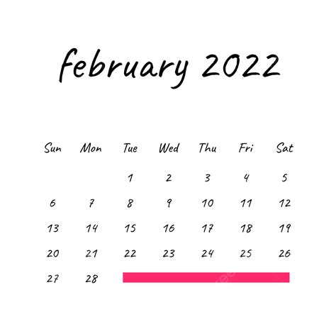 February Vector Art Png February 2022 Calendar Month Calendar 2022
