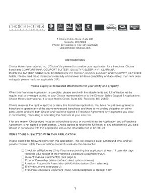 To be eligible, reservation must be booked between november 2nd. Fillable Online FRANCHISE APPLICATION - Choice Hotels ...