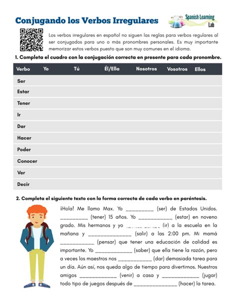 Conjugando Los Verbos Irregulares En Español Ejercicios En Pdf