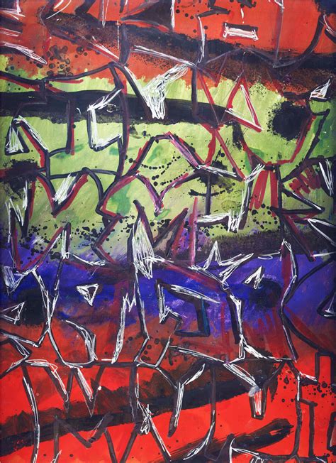 An Abstract Painting With Red Green And Blue Colors