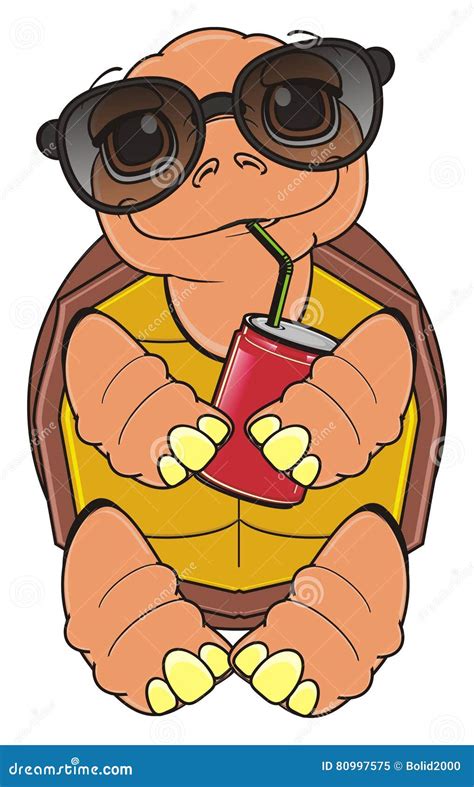 Turtle Drink A Soda Stock Illustration Illustration Of Slow 80997575