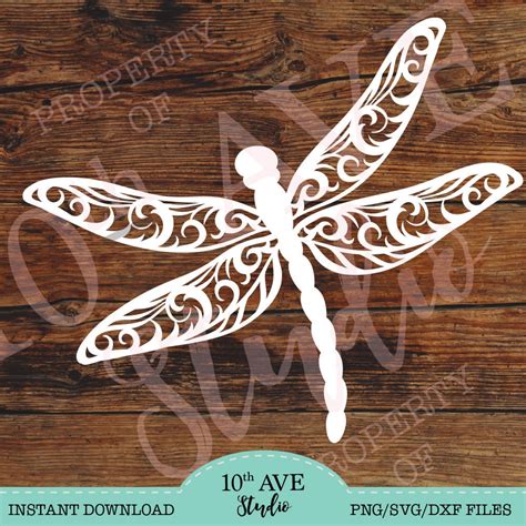 2 Layer Color Fancy Swirly Dragonfly SVG DXF PNG Cut Files Etsy