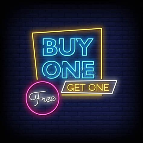 Buy One Get One Free Neon Signs Style Text Vector Stock Vector