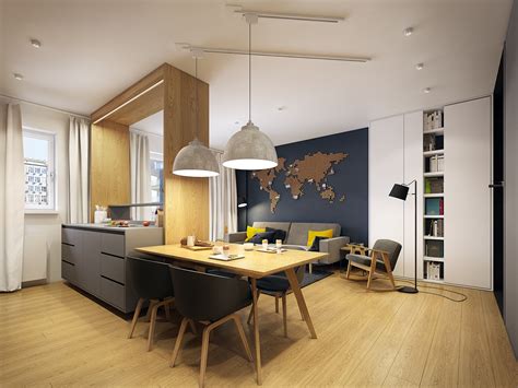 Modern Scandinavian Apartment Interior Design With Gray Color Shade