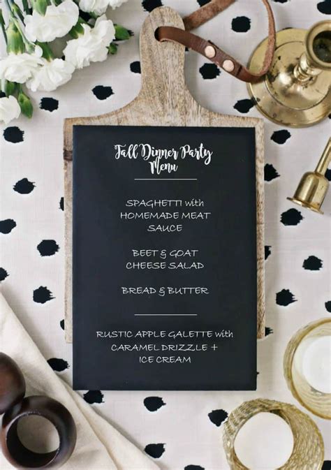 Blue orange holiday illustration dinner party menu. Easy Fall Dinner Party with Black & Tan Tablescape ...