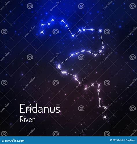 Eridanus The River Constellation On A Starry Space Background With The